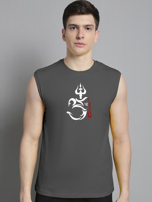grey cotton chest print tshirt - 20906841 -  Standard Image - 0