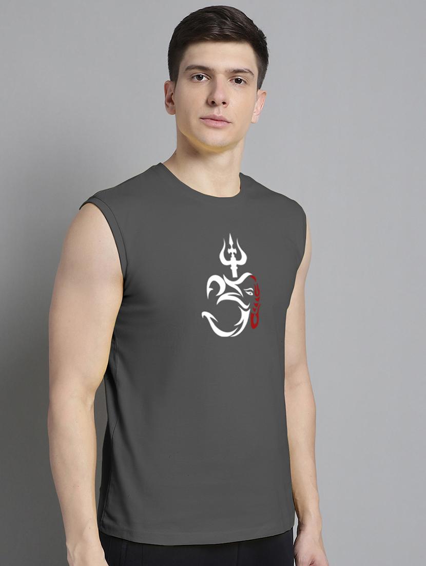 grey cotton chest print tshirt - 20906841 -  Standard Image - 1
