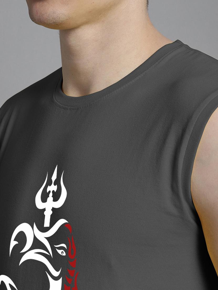 grey cotton chest print tshirt - 20906841 - Standard Image - 4