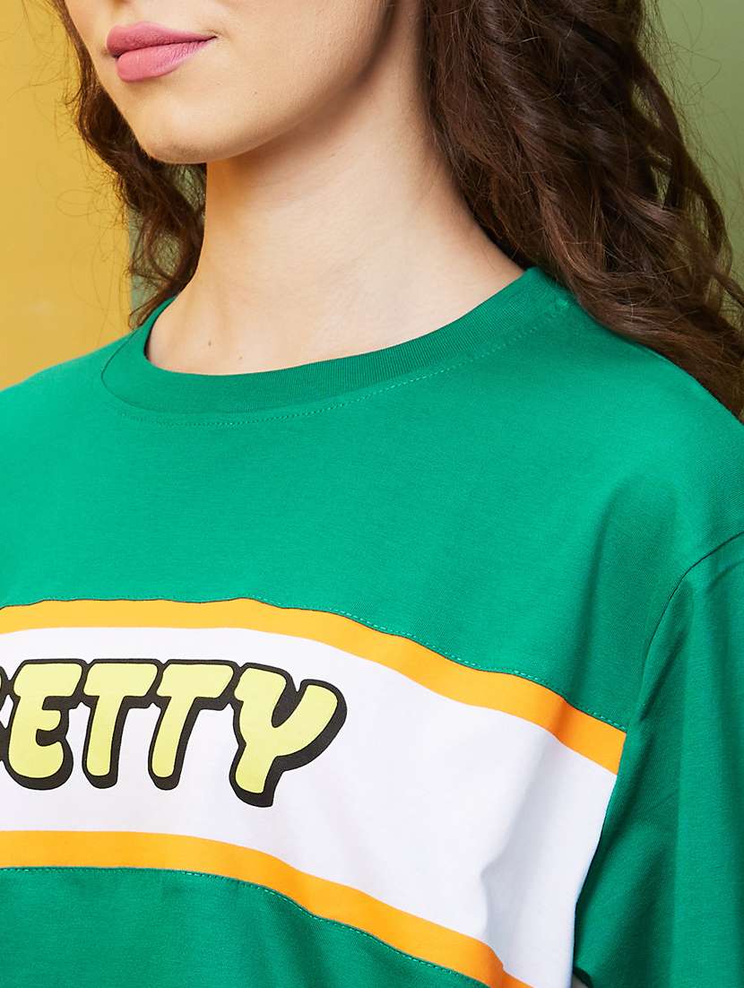 women typographic round neck boxy t-shirt - 20911608 -  Standard Image - 4