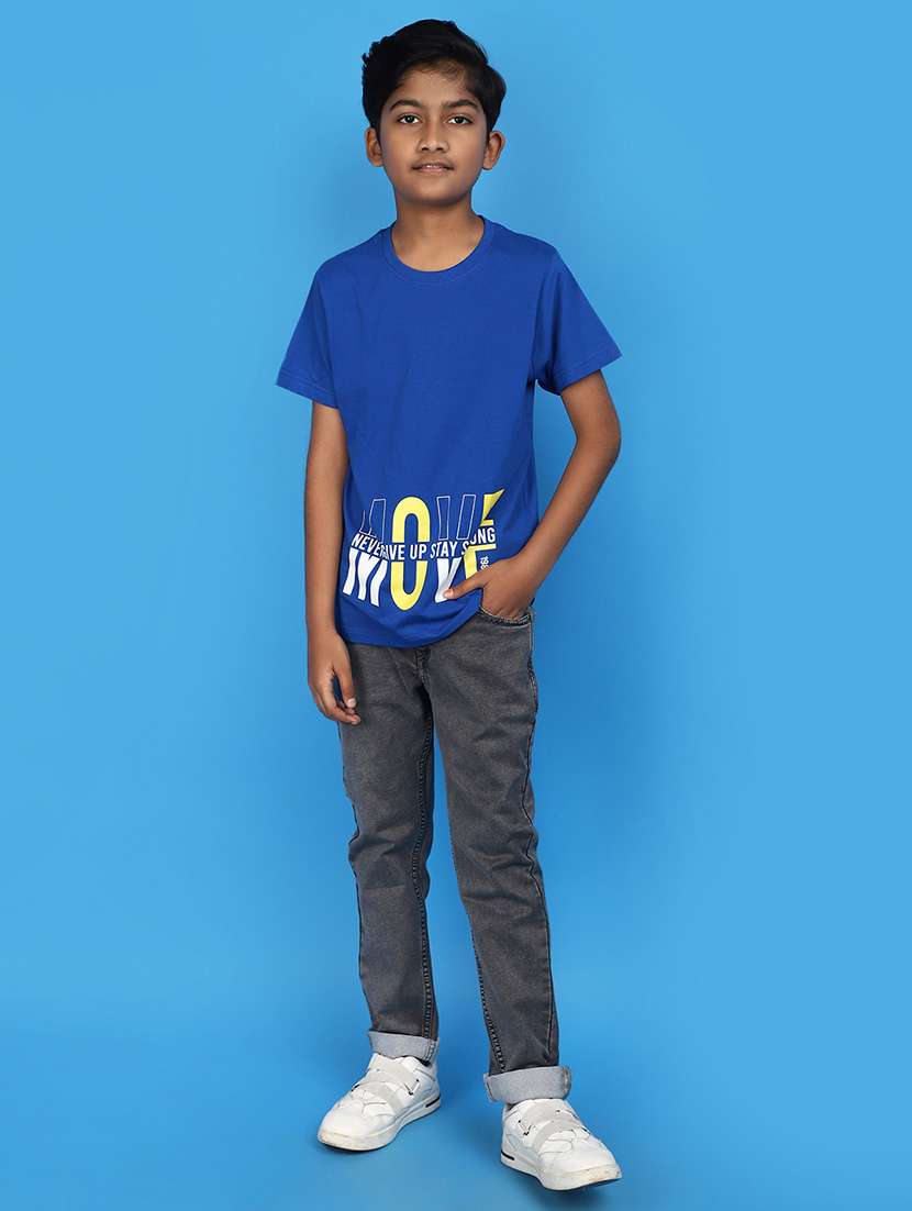 blue cotton typographic print t-shirt - 20911691 -  Standard Image - 4