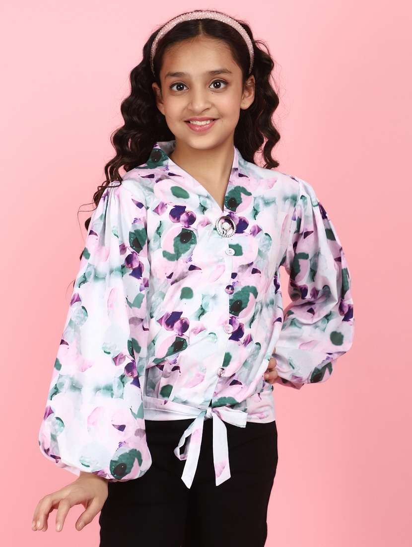 white printed cotton top