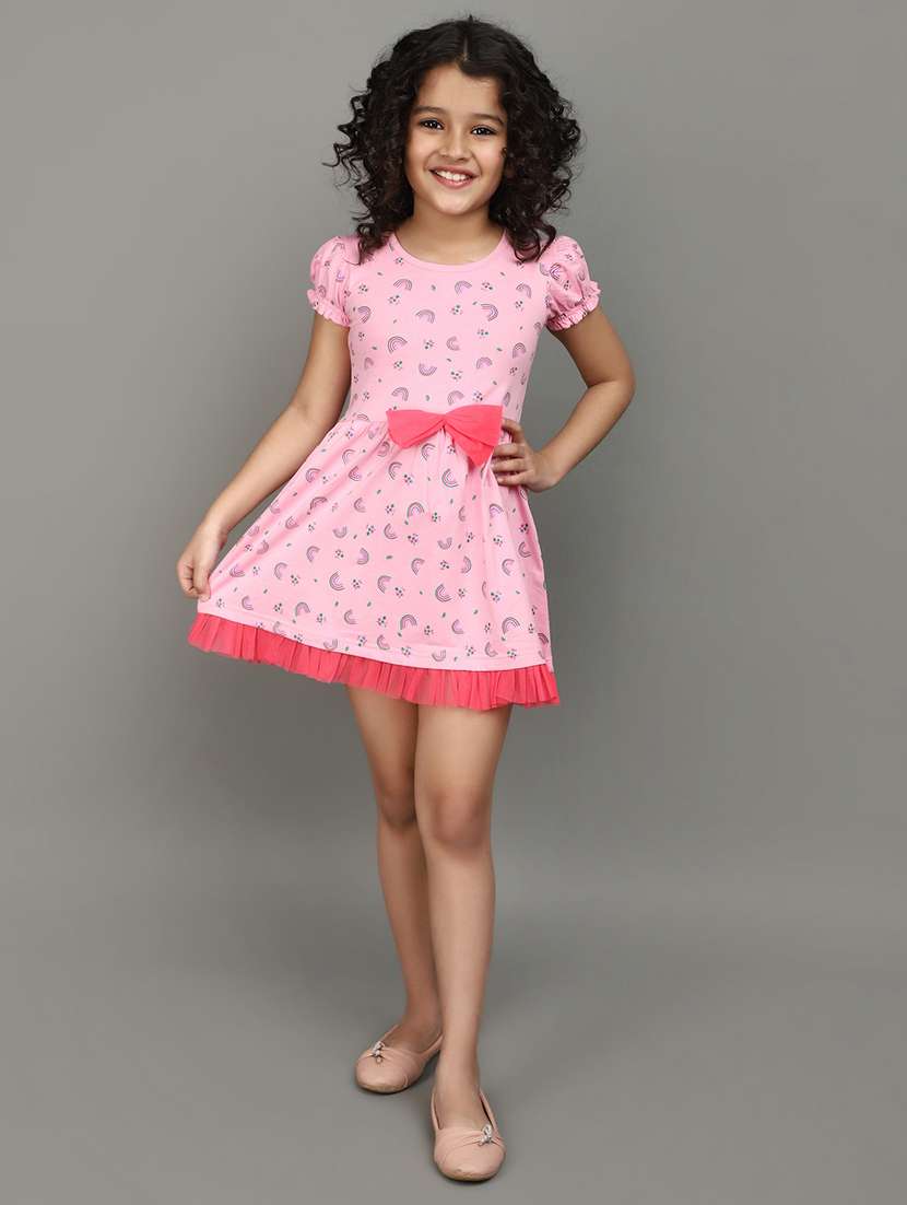 girls round neck printed frock