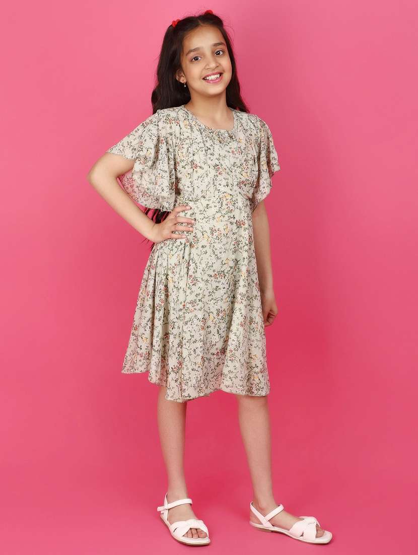 girls round neck printed frock