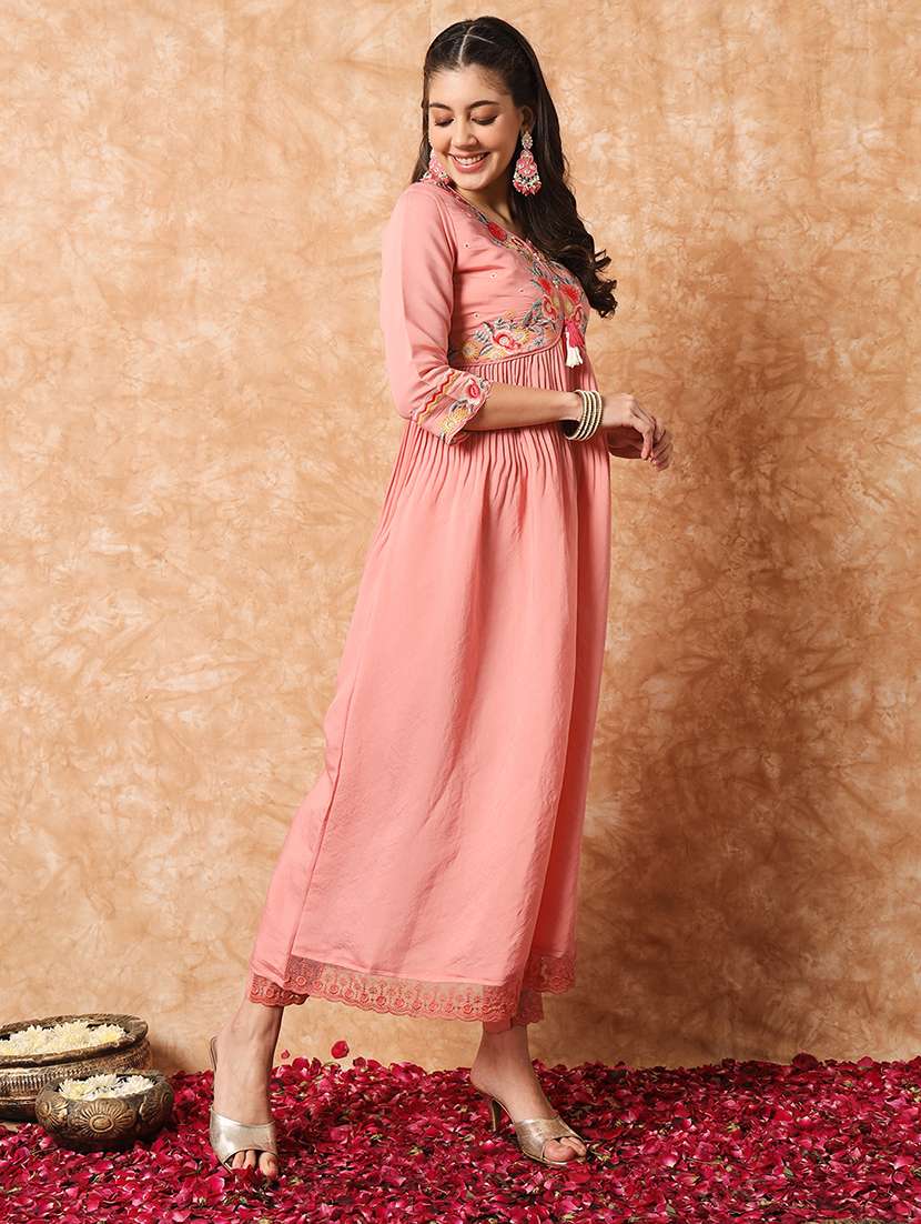 pink embroidered kurta pant with dupatta - 20912014 -  Standard Image - 1