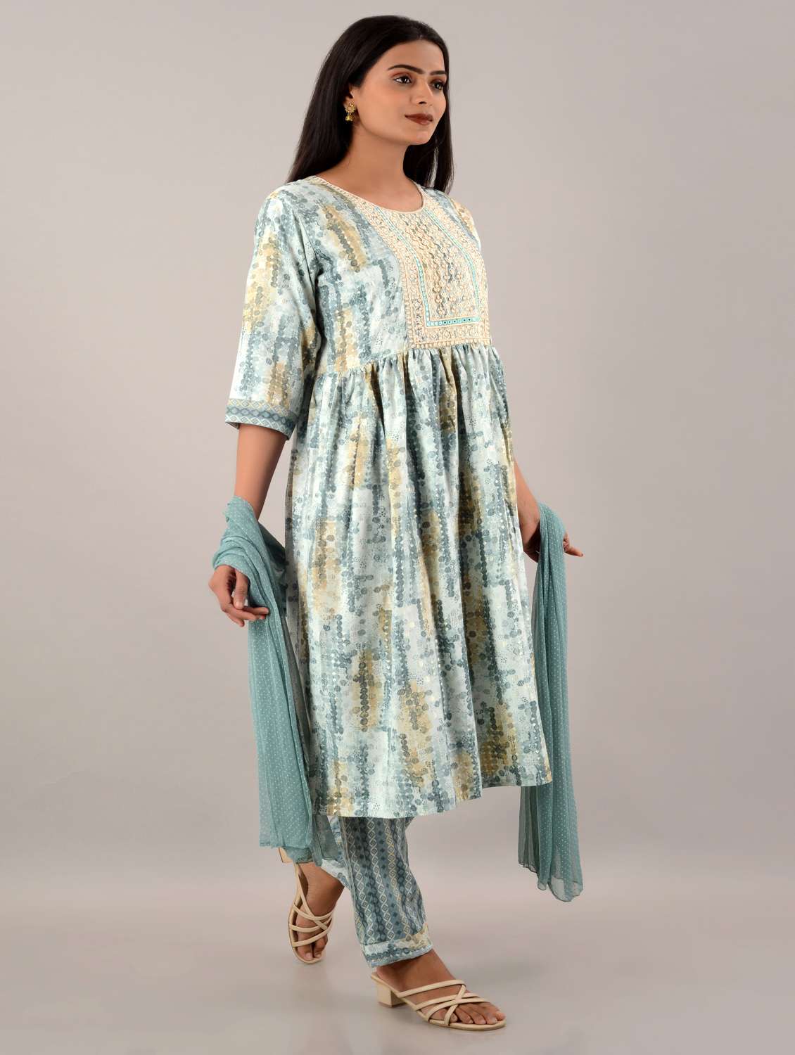 women ai aqua round neck kurta pant set with dupatta - 20912150 -  Standard Image - 1