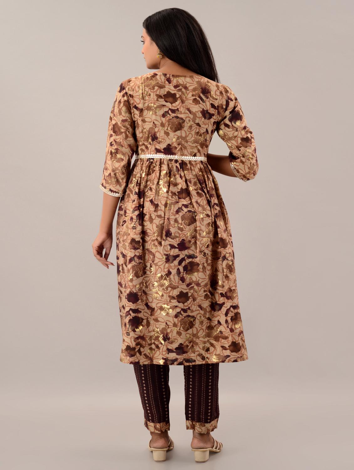 women beige v neck kurta pant set with dupatta - 20912152 - Standard Image - 4
