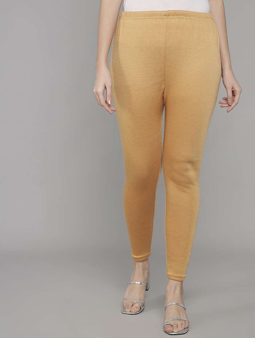 women high rise solid woolen legging
