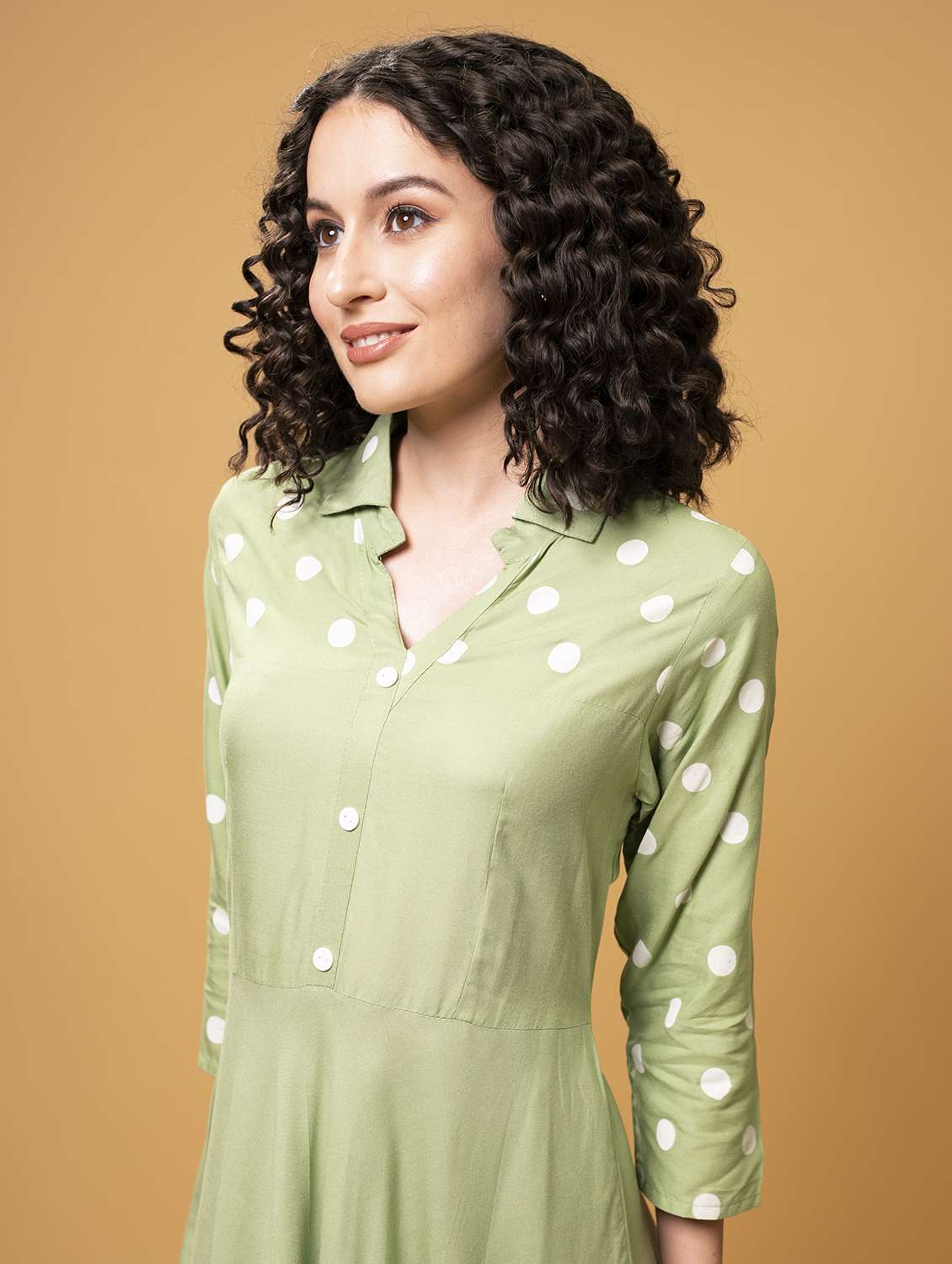 women's polka dotted flared kurta - 20912182 -  Standard Image - 4