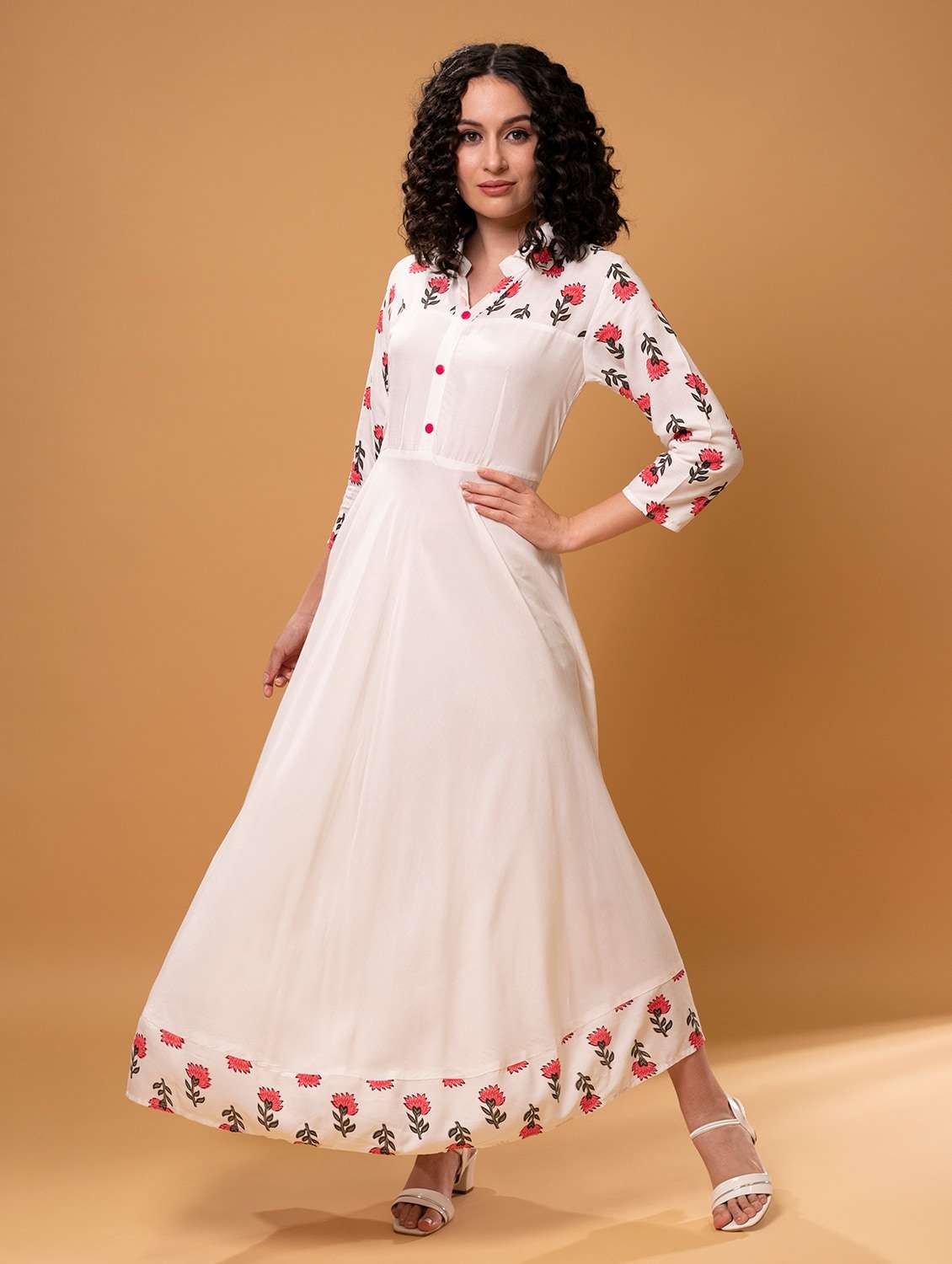 women's floral printed flared kurta - 20912184 -  Standard Image - 1