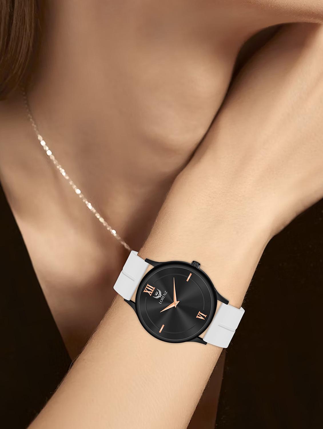 lorenz slim case analog watch with white magnetic lock strap | watch for men | mk-4073r - 20912217 - Standard Image - 4