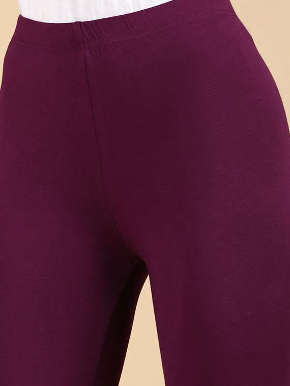 women solid calf lenght legging - 20912231 - Standard Image - 4