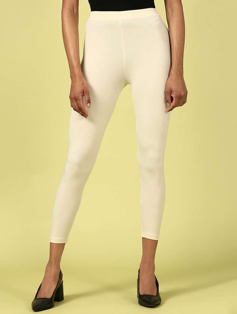 women solid calf lenght legging
