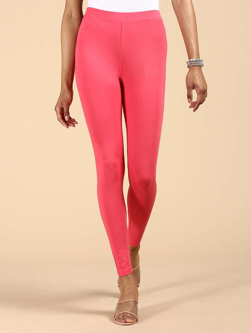 women solid ankle lenght legging