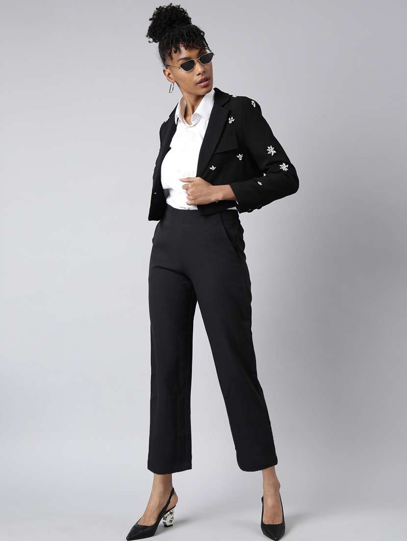 black cotton blend single breasted blazer - 20912312 -  Standard Image - 4