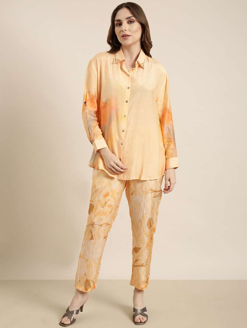 women printed shirt and trouser co-ord set