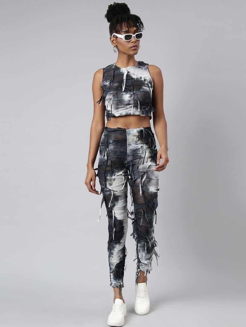women tie & dyed active wear co-ord set - 20912345 -  Standard Image - 4