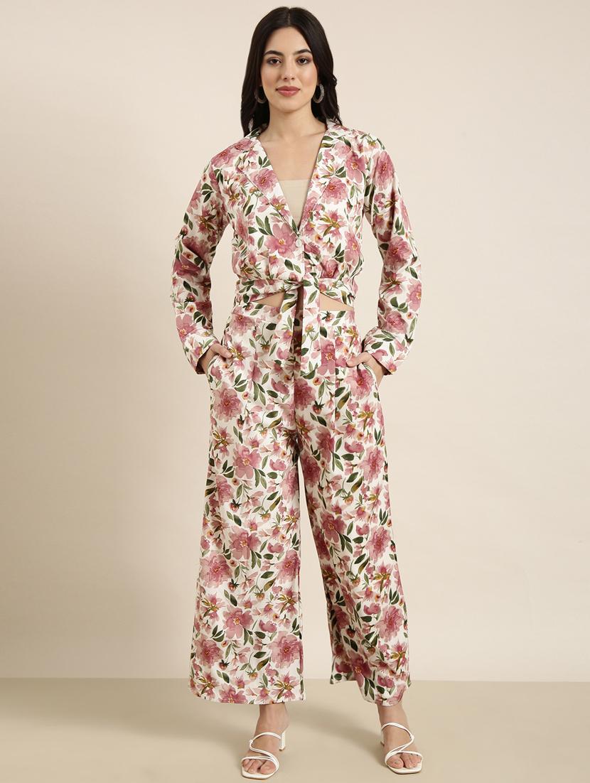 women floral print shirt and trouser co-ord set