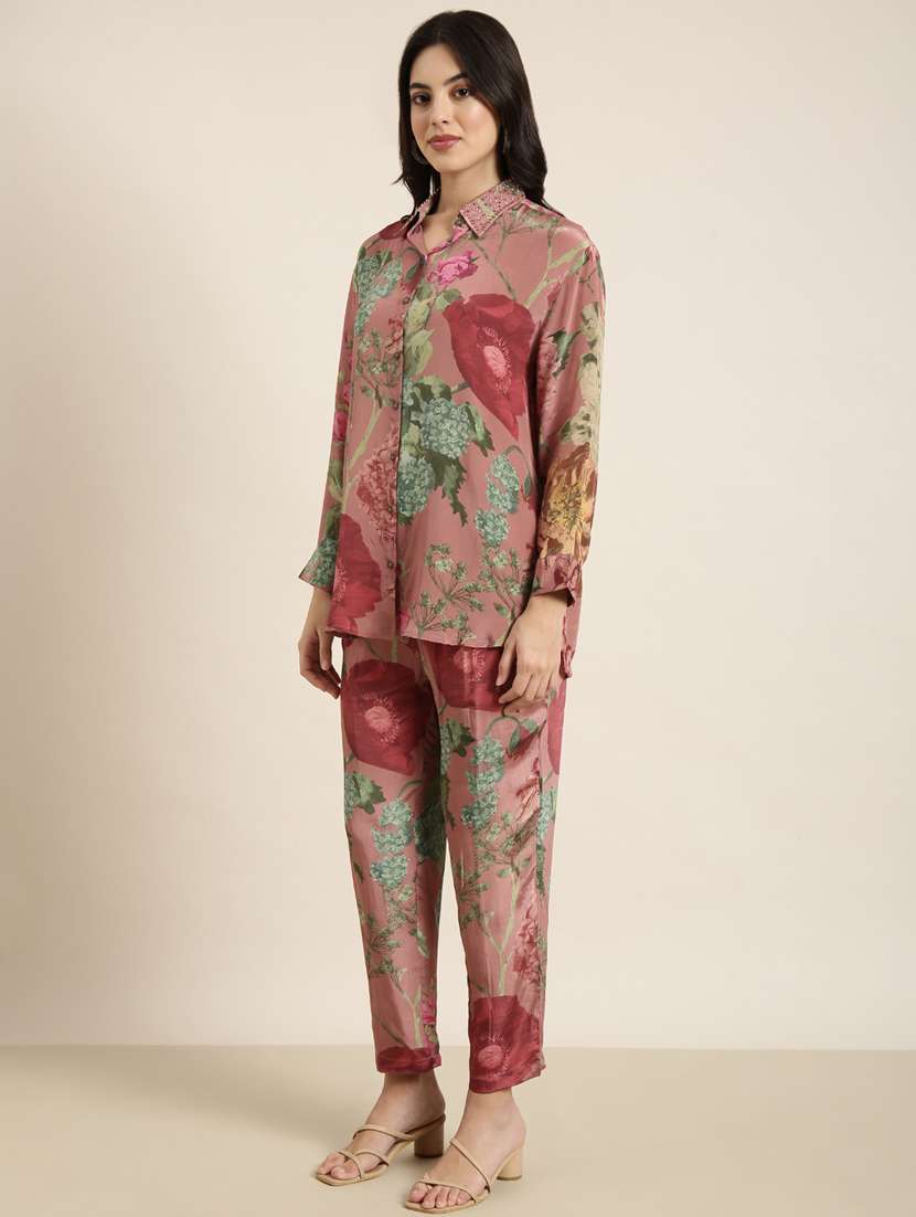women floral print shirt and trouser co-ord set - 20913390 -  Standard Image - 1