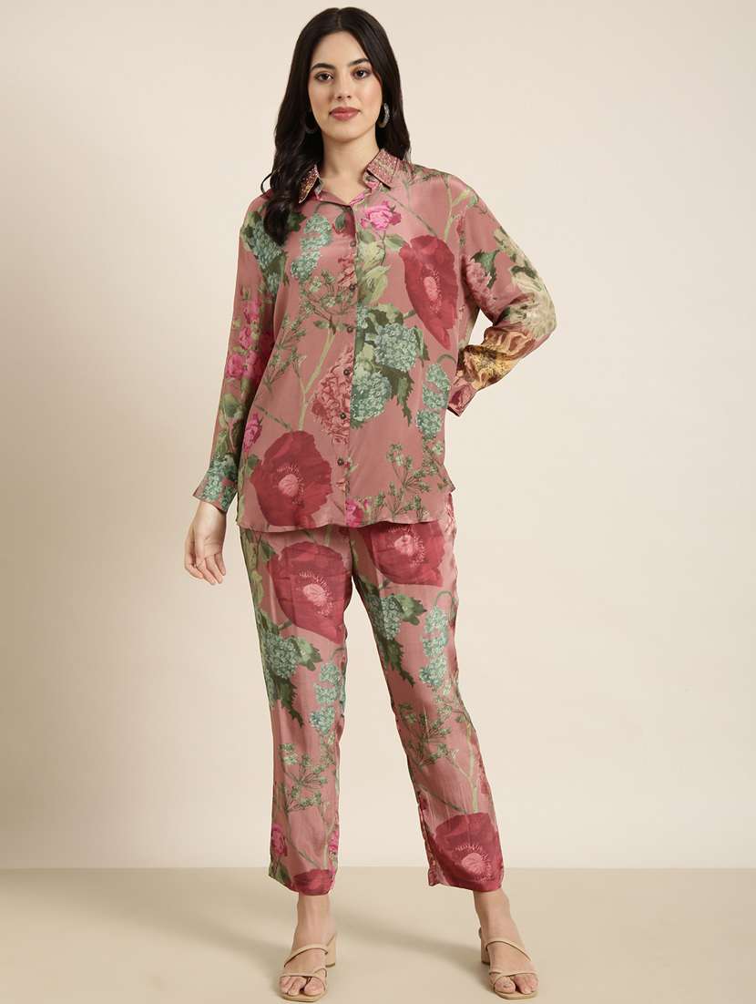 women floral print shirt and trouser co-ord set - 20913390 - Standard Image - 4