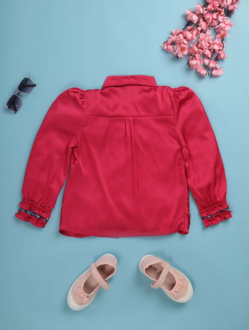 solid pink detailed casuual top - 20913706 -  Standard Image - 1