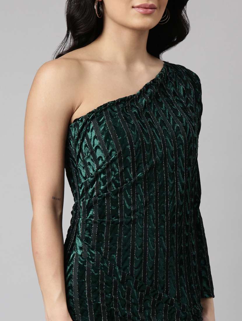 women striped single shoulder dress - 20915726 - Standard Image - 6