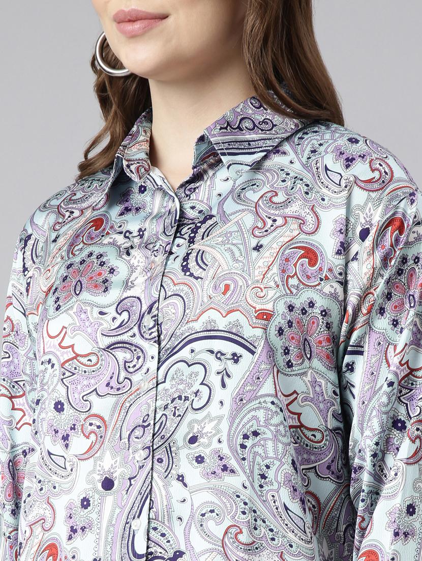 women printed collared shirt dress - 20915733 - Standard Image - 6