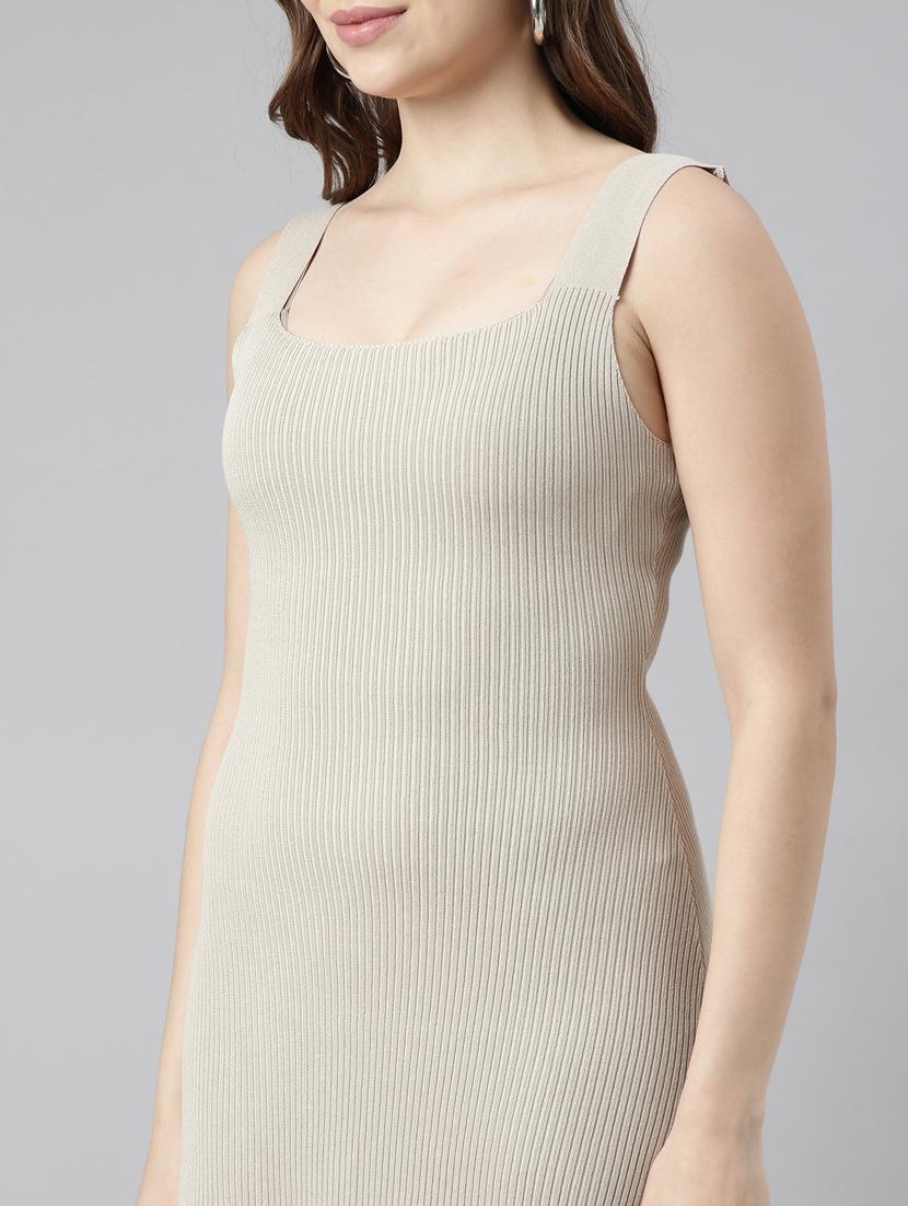 women beige solid a-line dress - 20915748 - Standard Image - 6