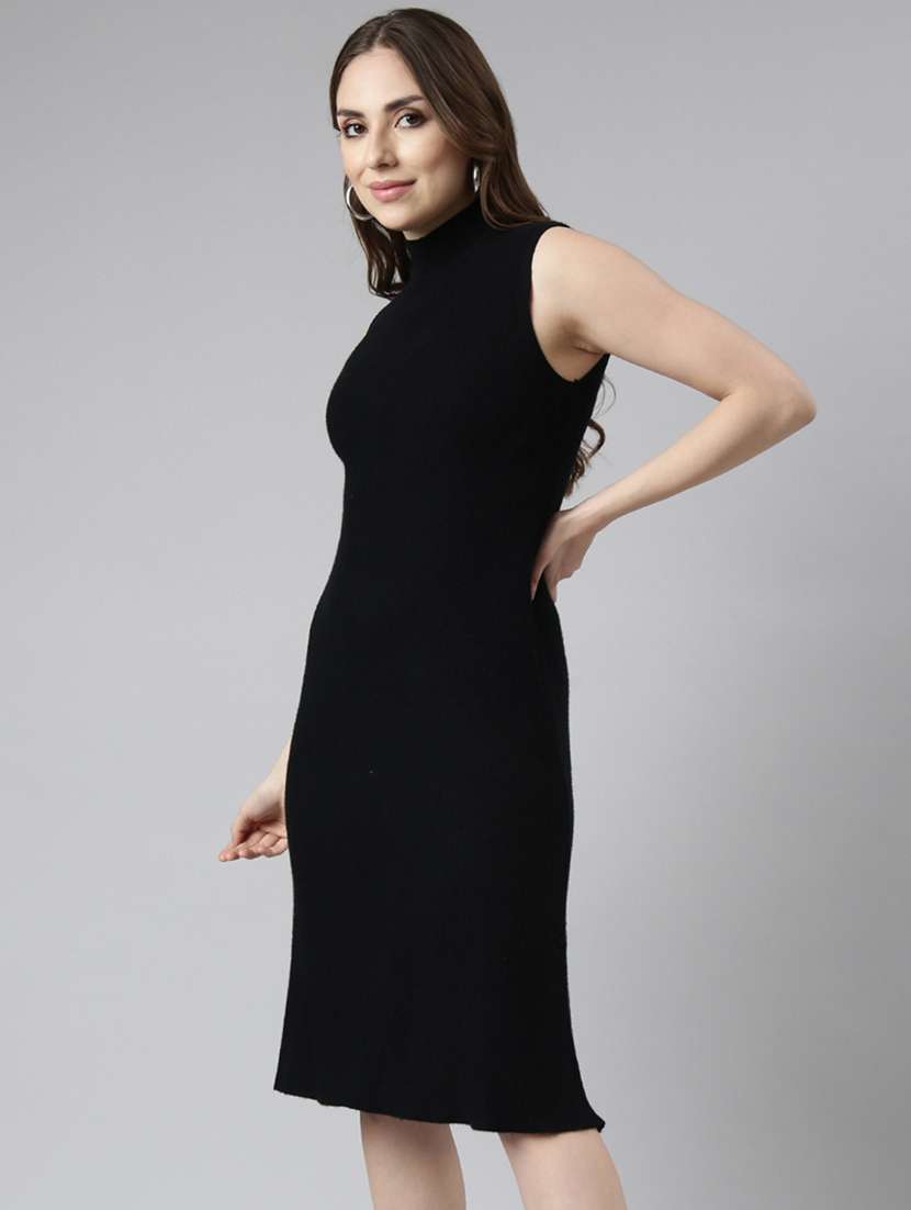 women solid mock neck bodycon dress - 20915750 - Standard Image - 1
