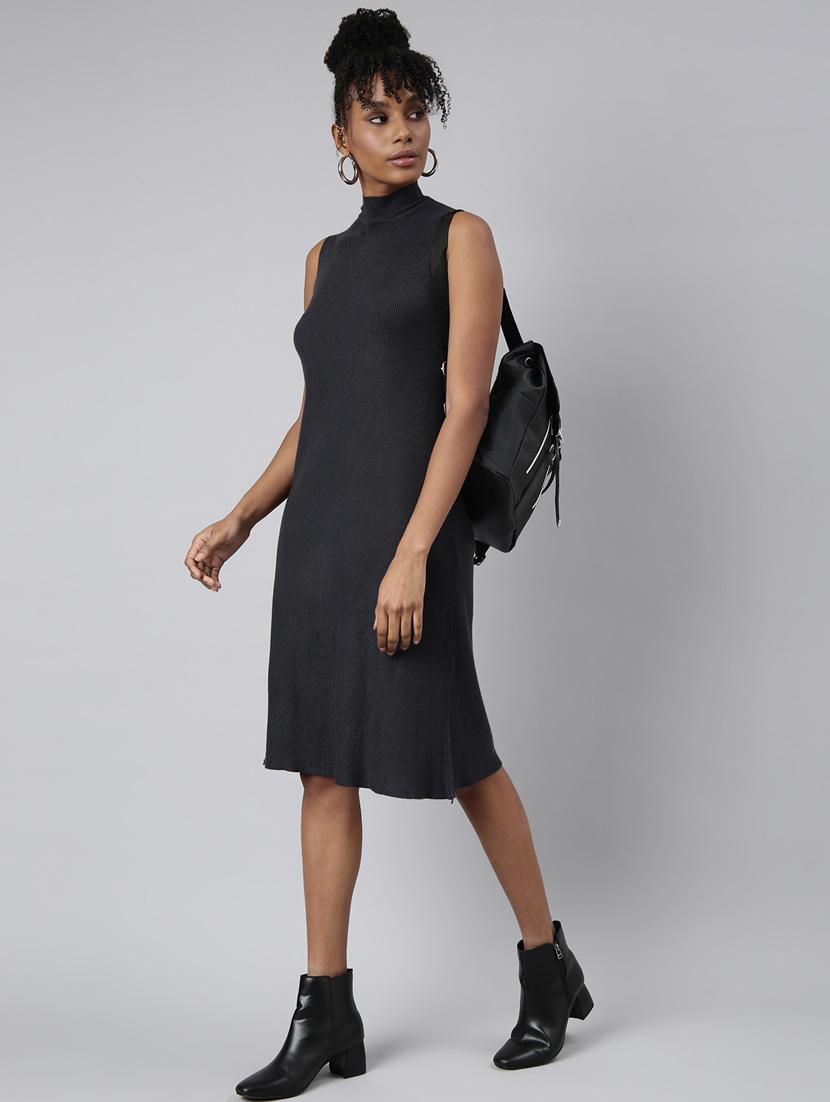 women grey solid a-line dress - 20915751 - Standard Image - 4