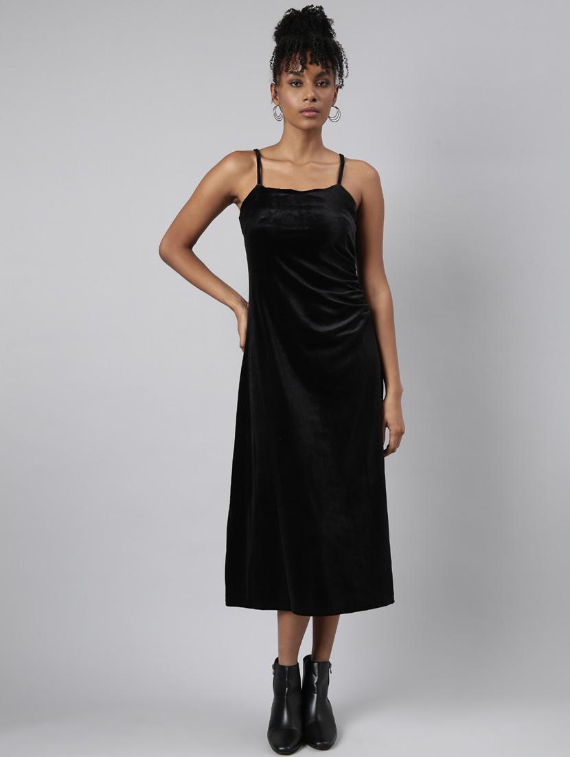 women solid shoulder strap a-line dress - 20915758 - Zoom Image - 0