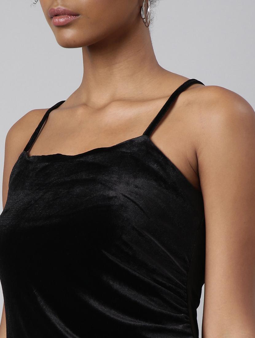 women solid shoulder strap a-line dress - 20915758 - Standard Image - 6
