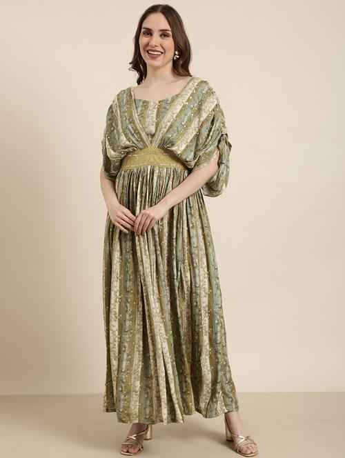 women green printed fit & flare dress - 20915771 -  Standard Image - 0