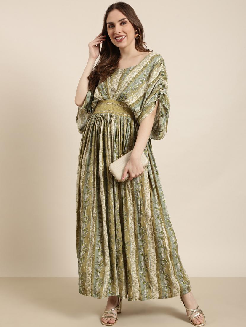 women green printed fit & flare dress - 20915771 - Standard Image - 4