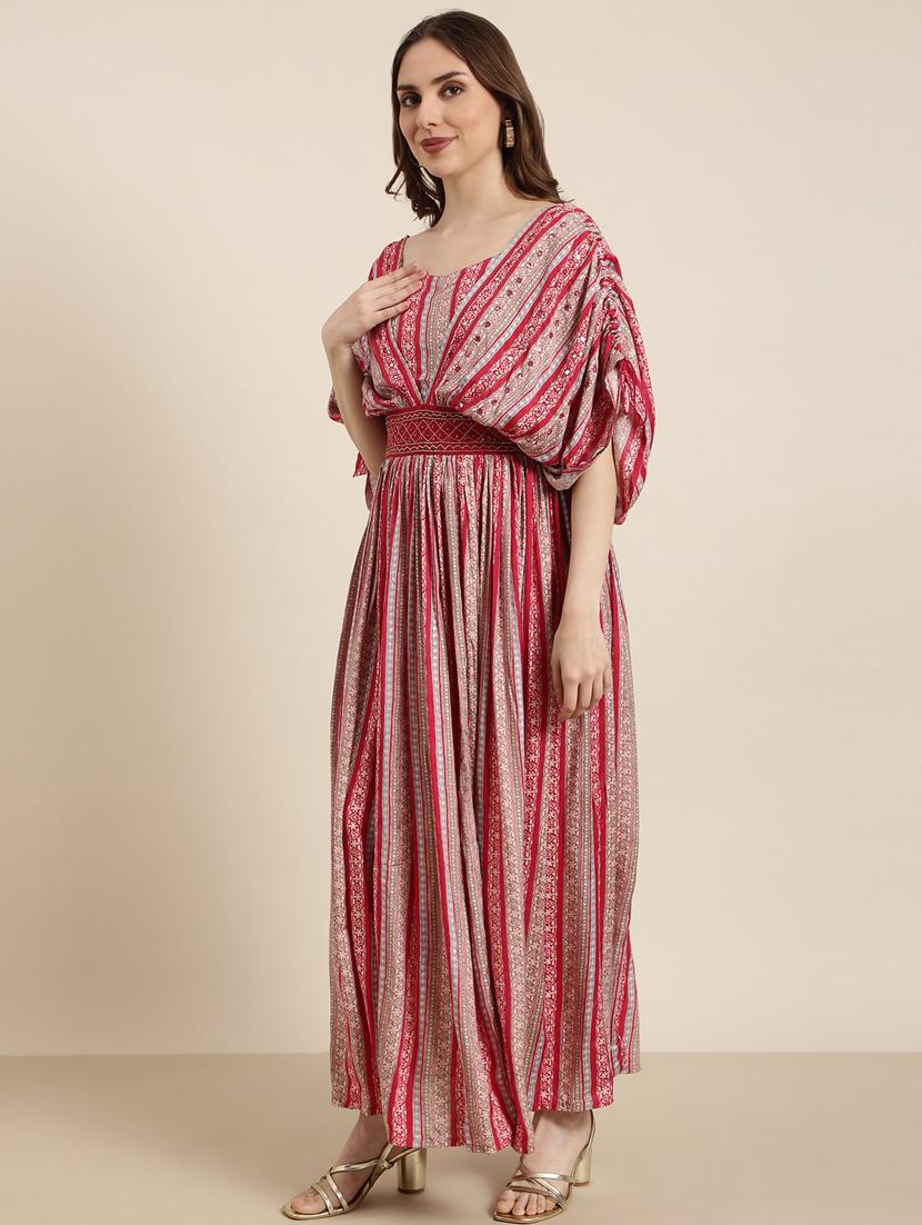 women multicolored printed fit & flare dress - 20915774 - Standard Image - 1