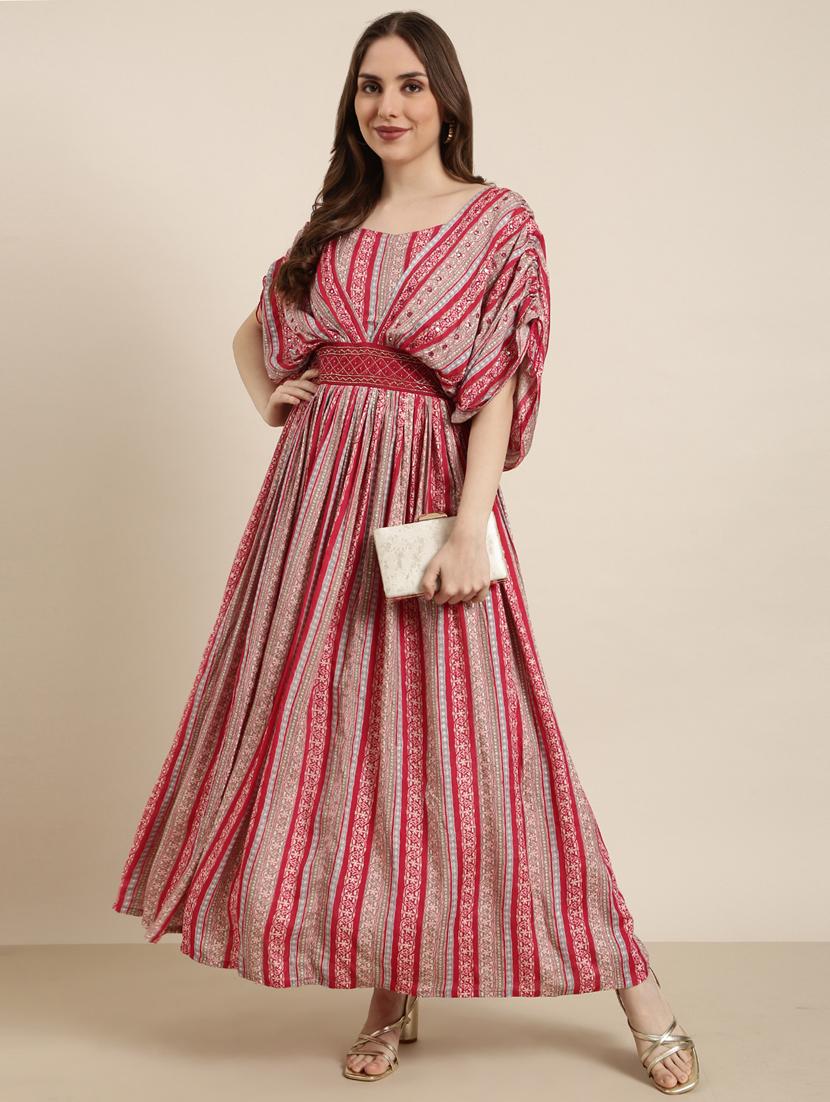 women multicolored printed fit & flare dress - 20915774 - Standard Image - 4