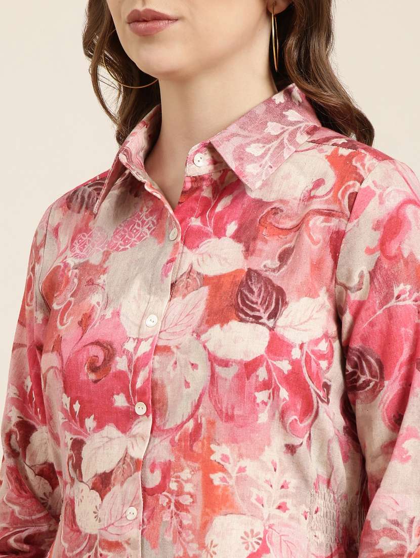 women pink floral printed a-line dress - 20915779 - Standard Image - 6