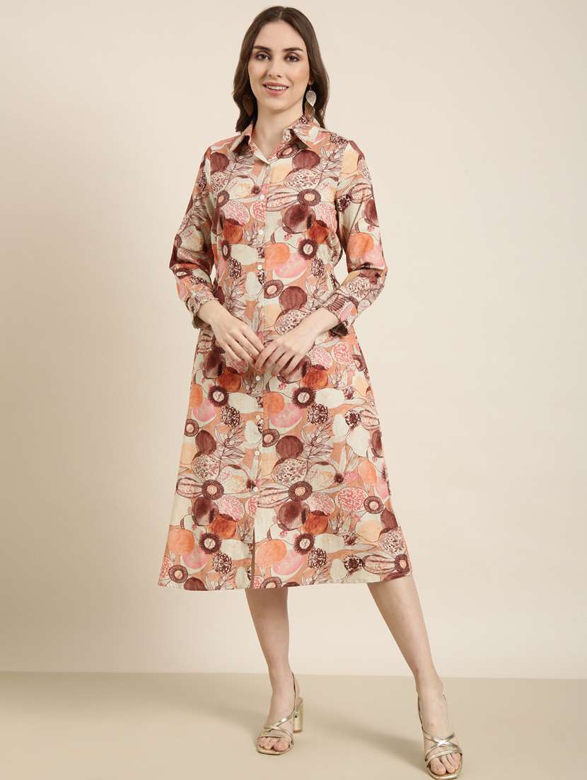 women floral print collared shirt dress - 20915780 - Zoom Image - 0