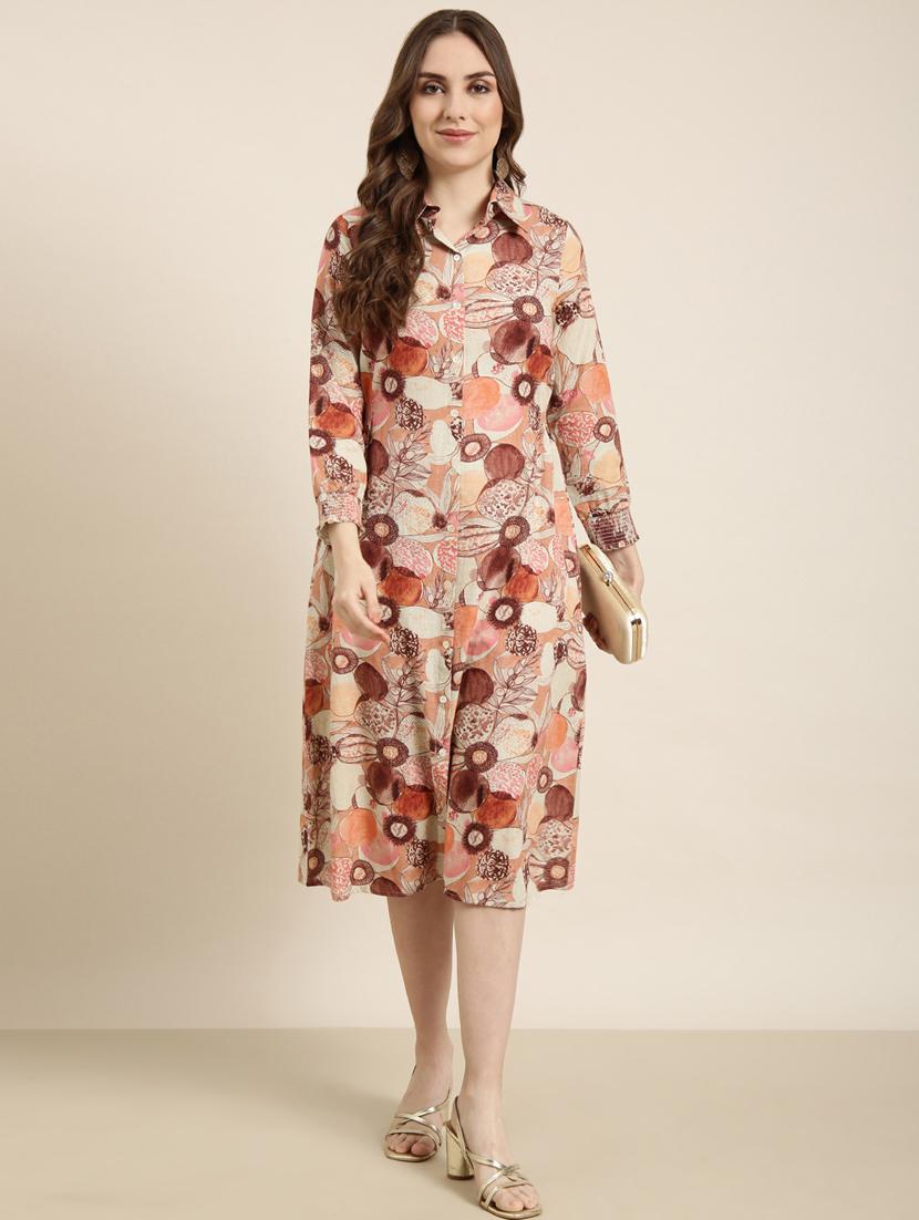 women floral print collared shirt dress - 20915780 - Standard Image - 4
