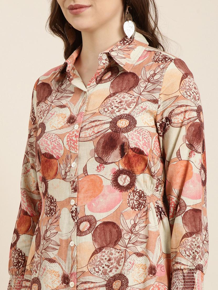 women floral print collared shirt dress - 20915780 - Standard Image - 6