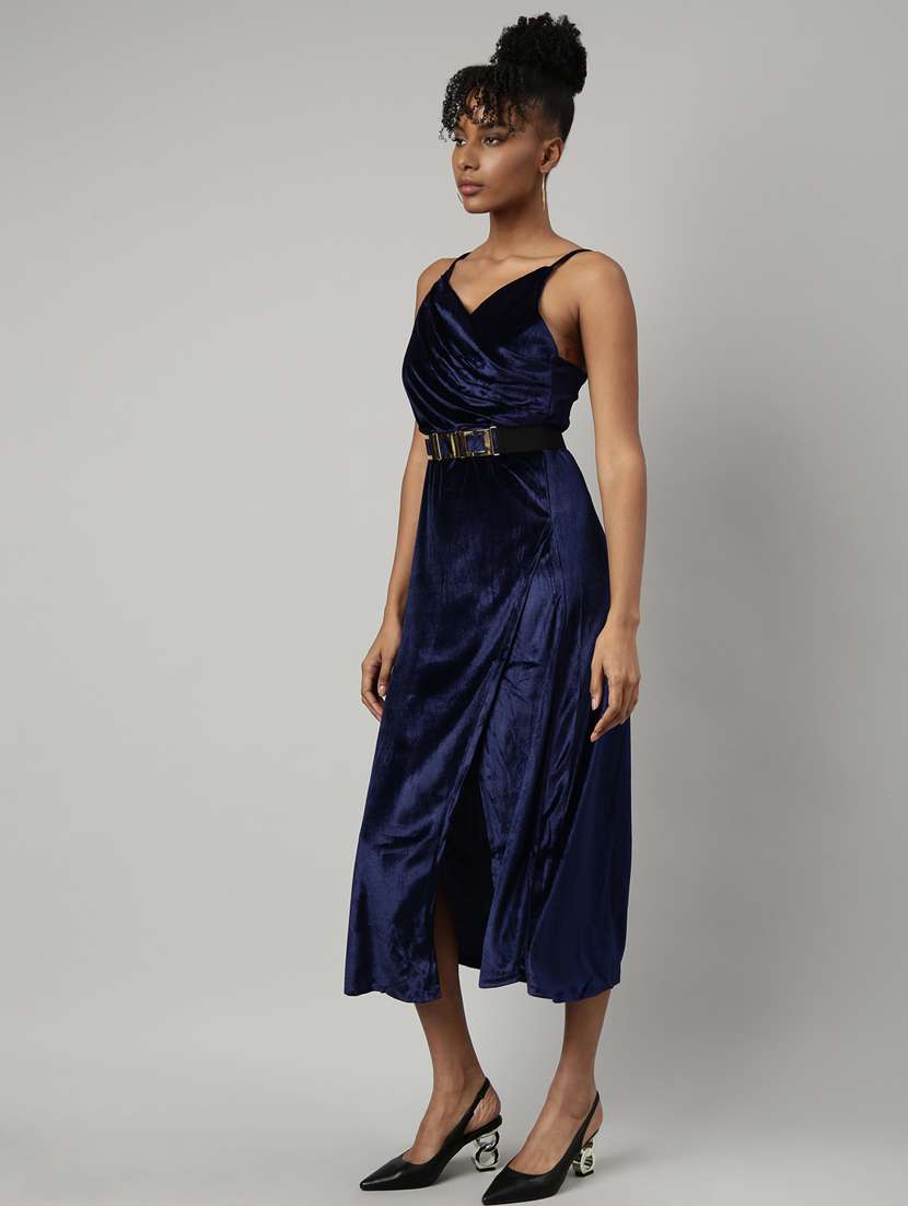 women navy blue solid a-line dress - 20915787 -  Standard Image - 1