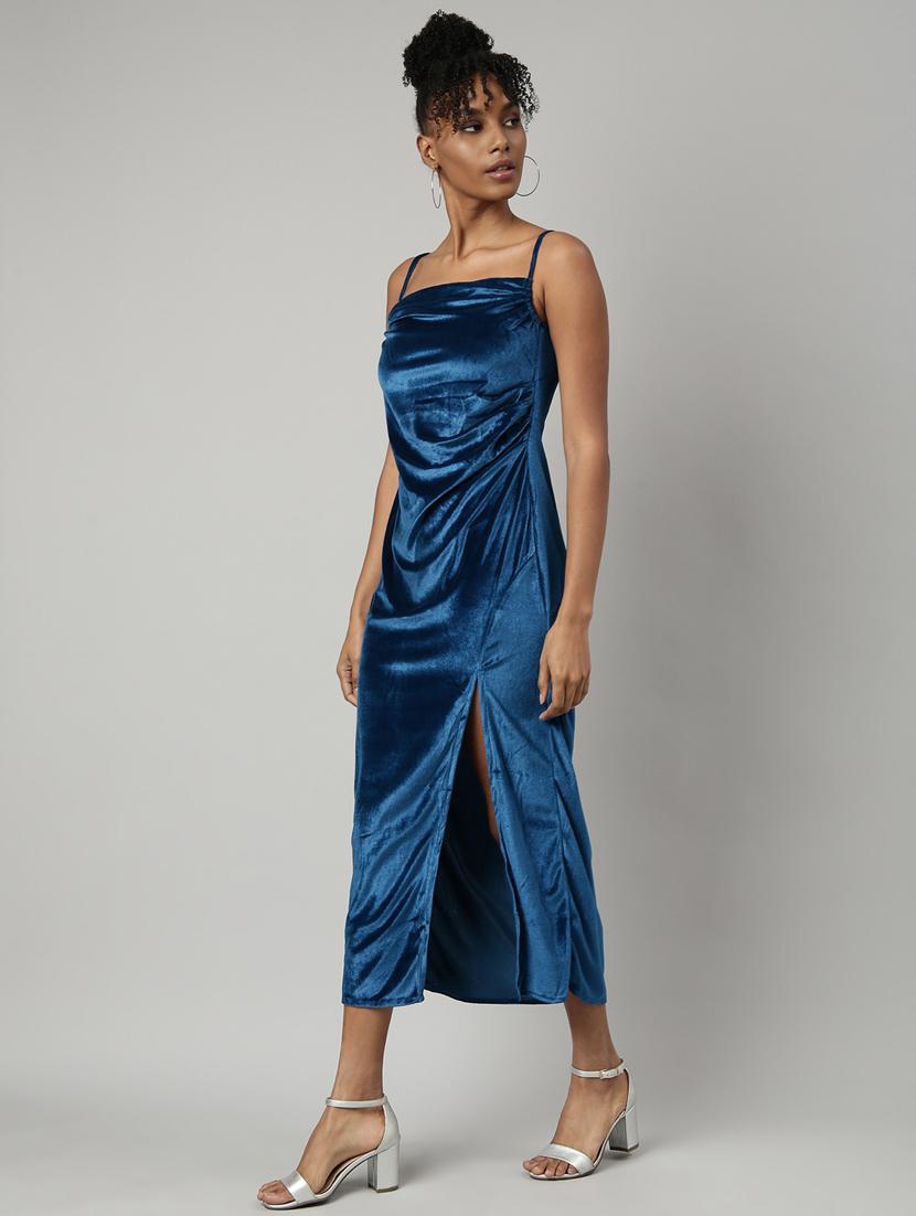 women solid shoulder strap shift dress - 20915788 -  Standard Image - 1