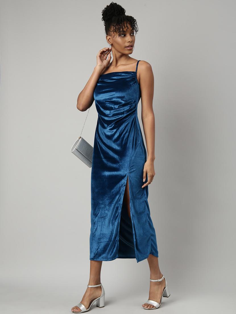 women solid shoulder strap shift dress - 20915788 - Standard Image - 4