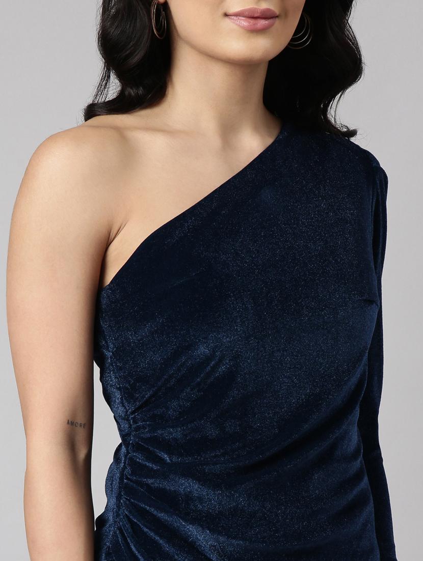 women solid single shoulder dress - 20915794 - Standard Image - 6
