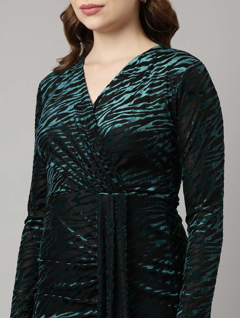 women animal print overlap neck bodycon dress - 20915795 - Standard Image - 6