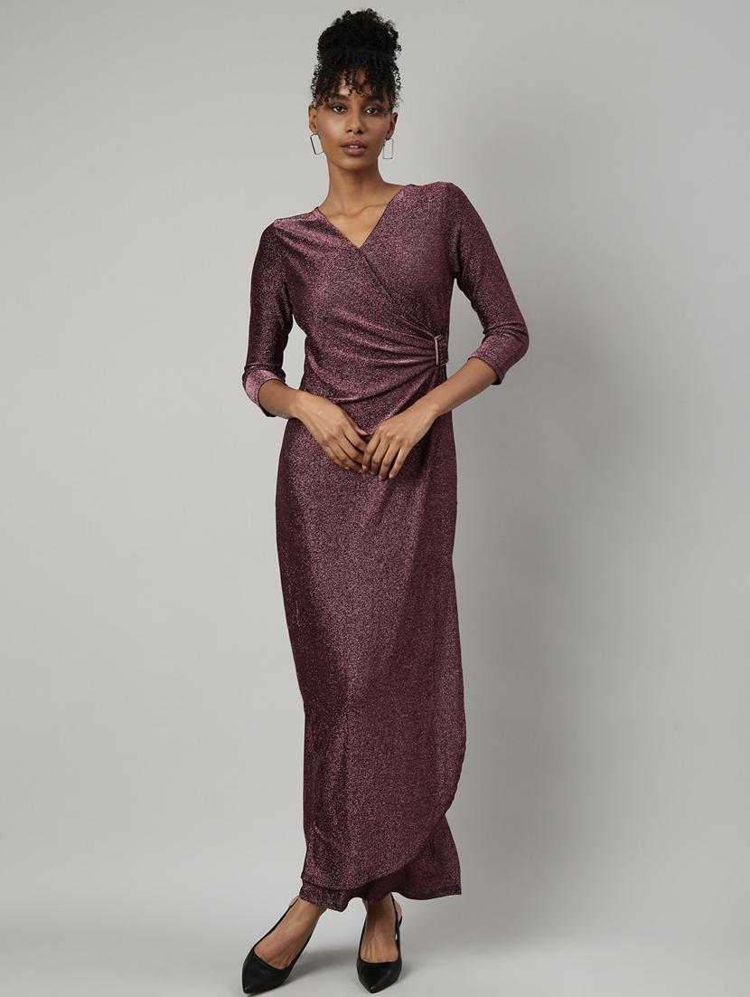 women mauve self-designed wrap dress - 20915816 - Standard Image - 4