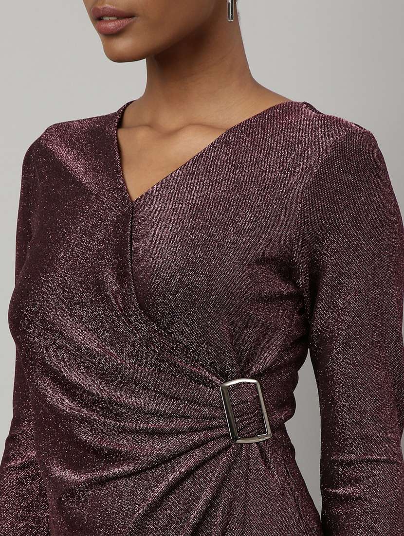 women mauve self-designed wrap dress - 20915816 - Standard Image - 6