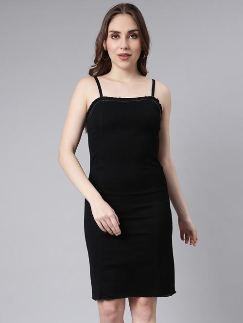 women solid shoulder strap bodycon dress - 20915818 -  Standard Image - 0