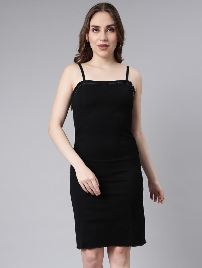 women solid shoulder strap bodycon dress - 20915818 -  Zoom Image - 0