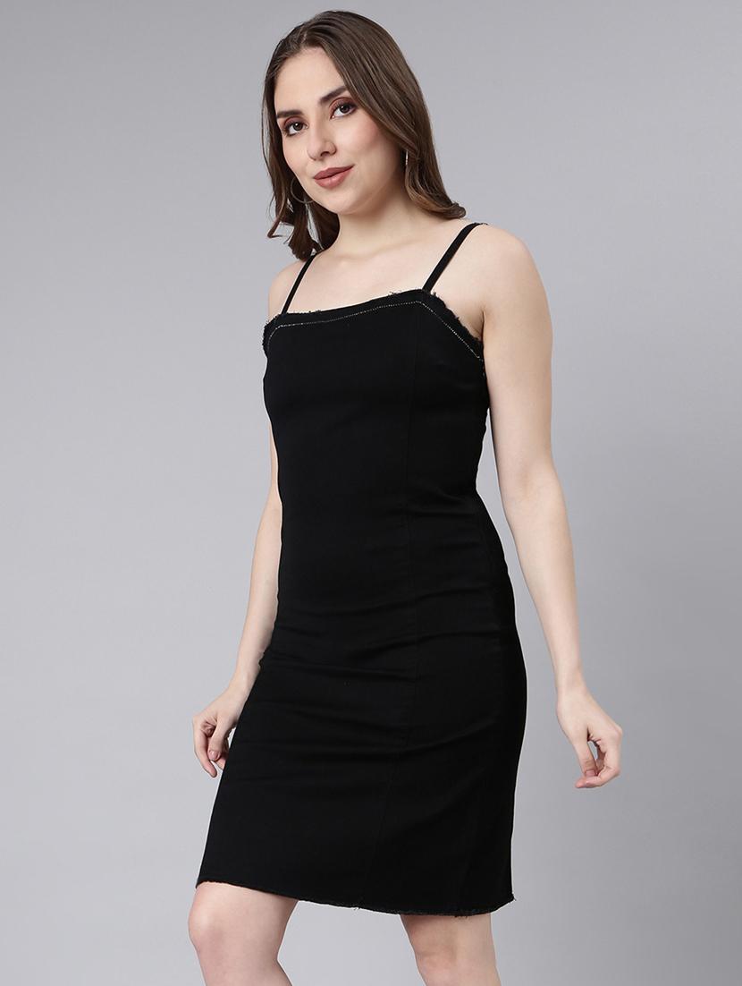women solid shoulder strap bodycon dress - 20915818 -  Standard Image - 1